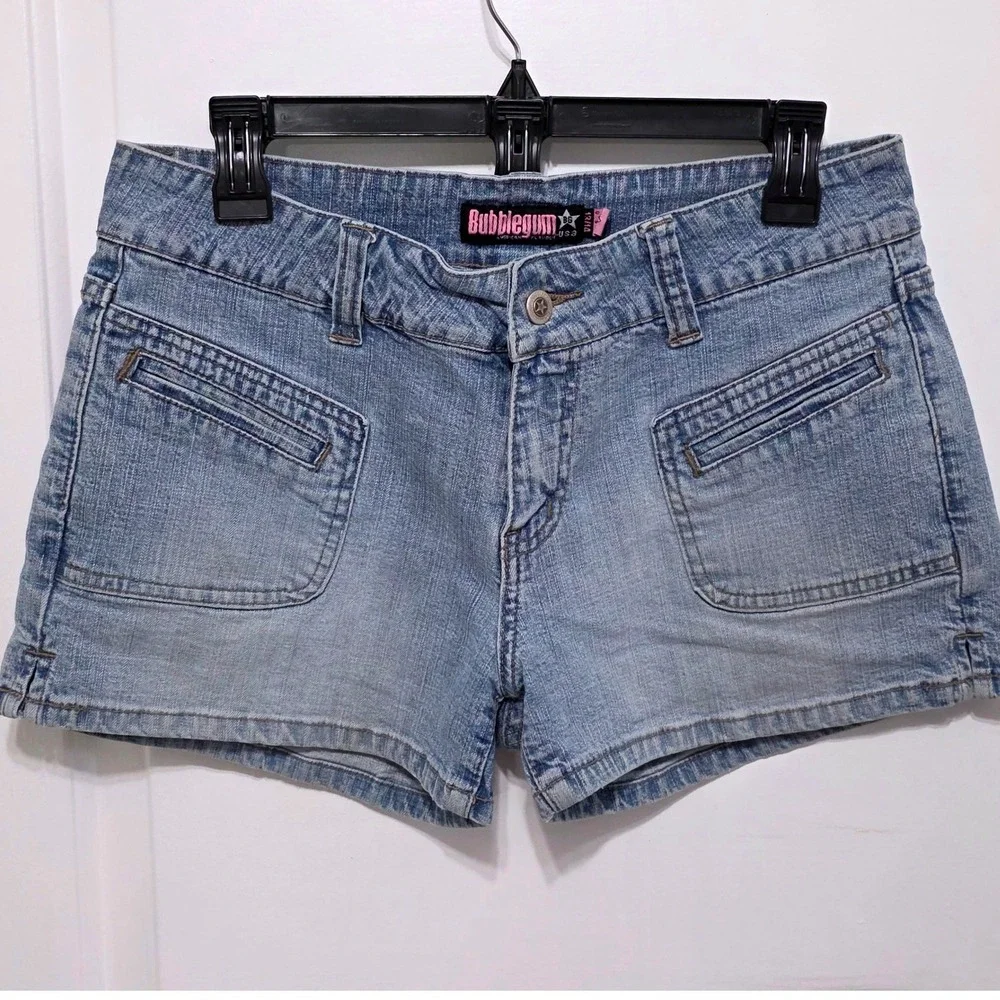 Bubblegum USA Y2K Denim Shorts Light Wash Blue Size 13/14 Cute Summer Vintage